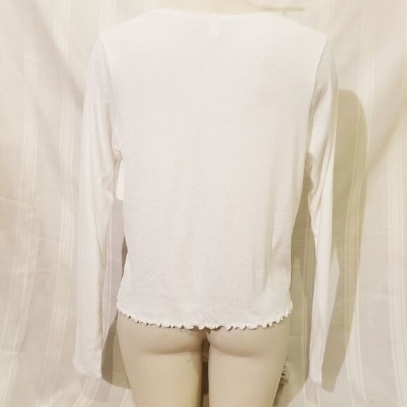 BP White Lettuce Edge Long Sleeve Tee Sz XL - Picture 3 of 5